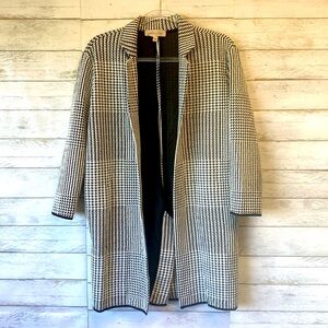 Philosophy black & white houndstooth patterned long blazer w/ pockets size small